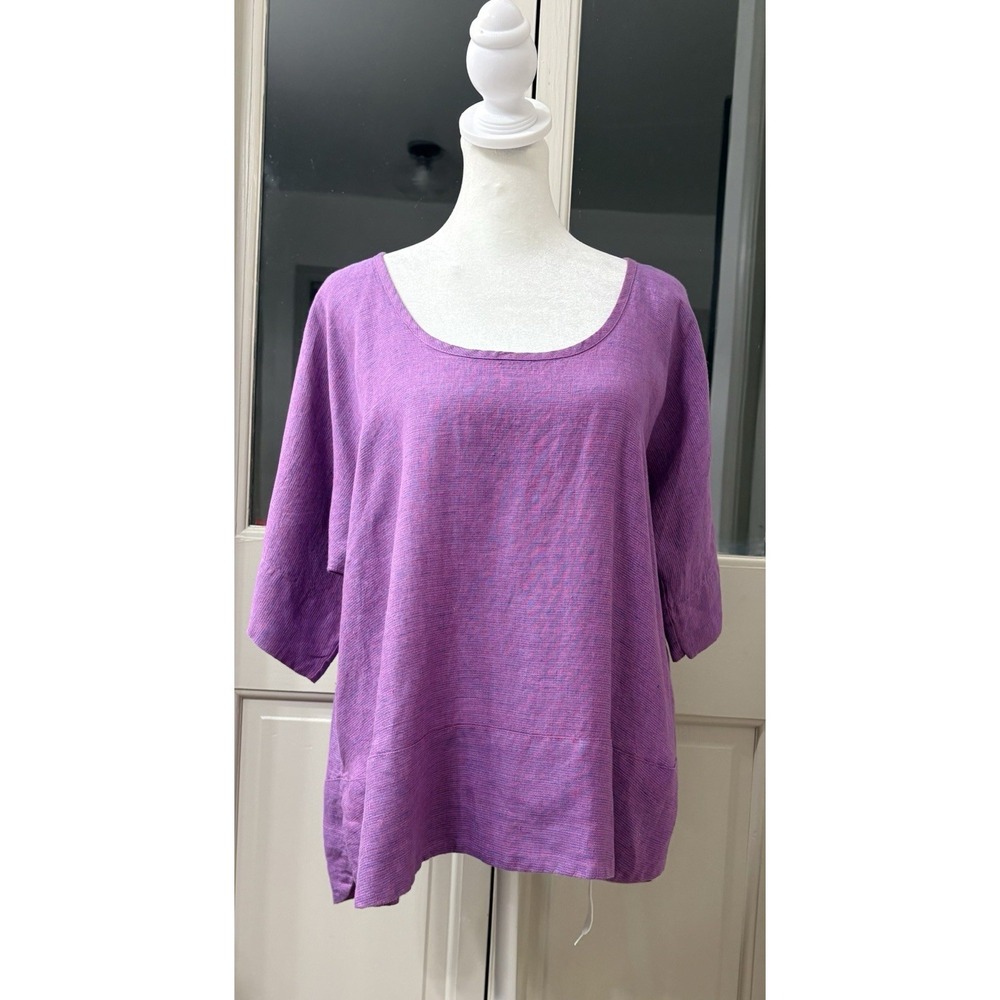 FLAX Linen Tunic Top Size Small‎ Purple